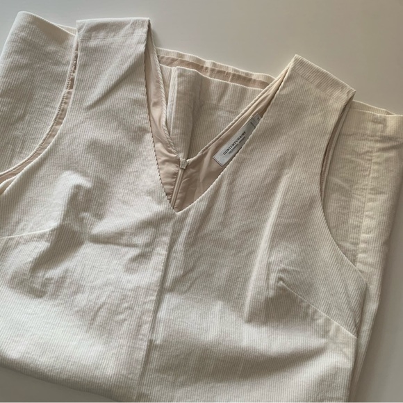 Simons | Off white corduroy pinafore | Lined and tailored | Midi mini | Zip back - Picture 1 of 10